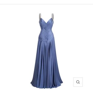 Elegant Periwinkle Maxi Dress with Beaded Straps